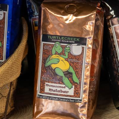 Merchandise, coffee bags.