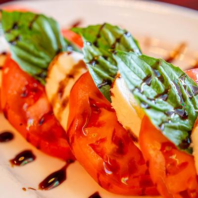 Caprese salad, close up.