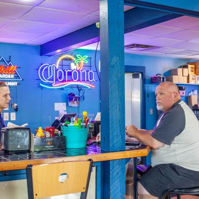Customer sitting at the bar.