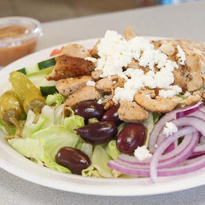 Greek salad with chicken
