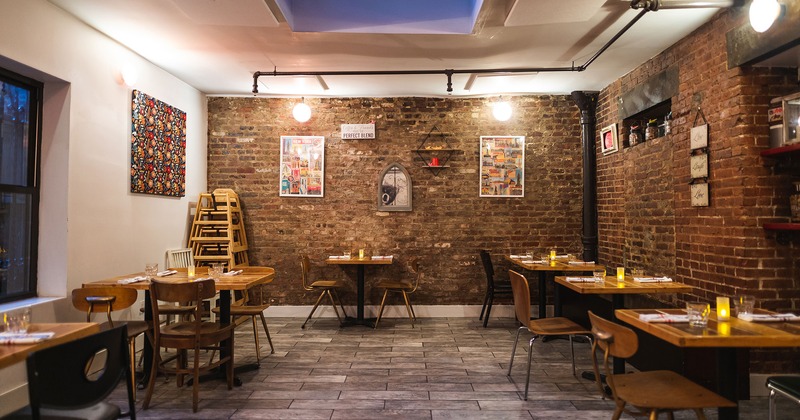 Interior space, dining tables