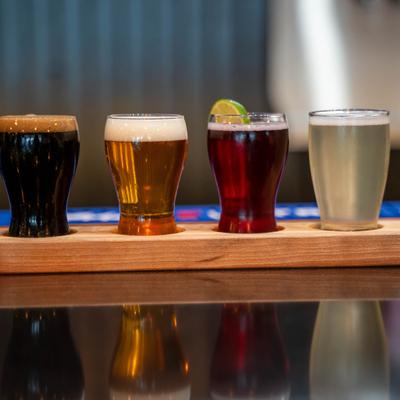 Flight of beers.