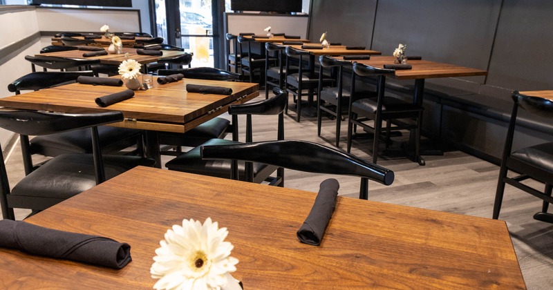 Interior, tables and chairs