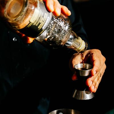 Drink preparation at the bar.