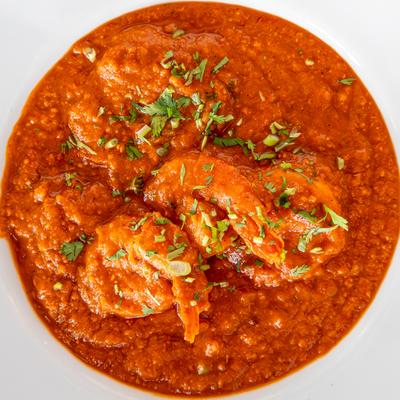 Prawn curry, top view.