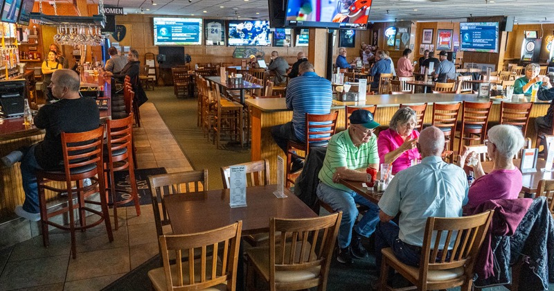 Interior, crowded dining area