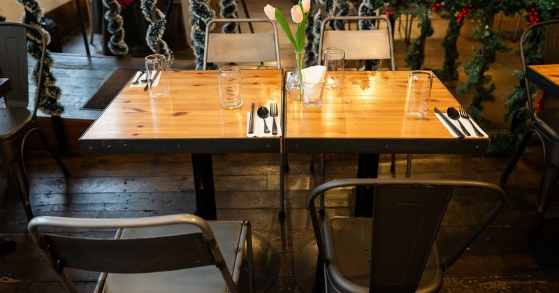 Dining table set for four guests