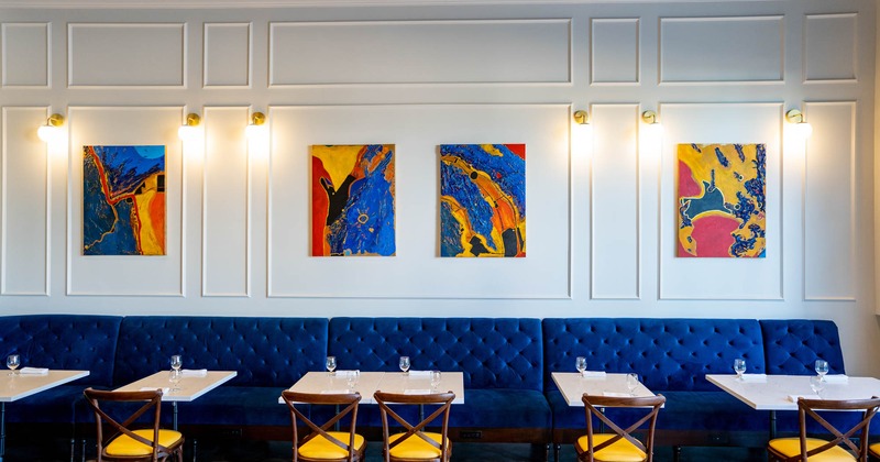 Interior, seating area, pictures on the wall