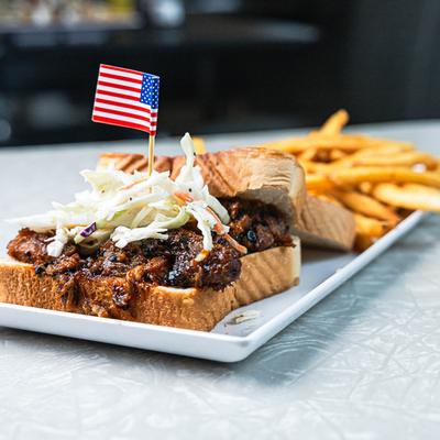 Pulled pork sandwich.