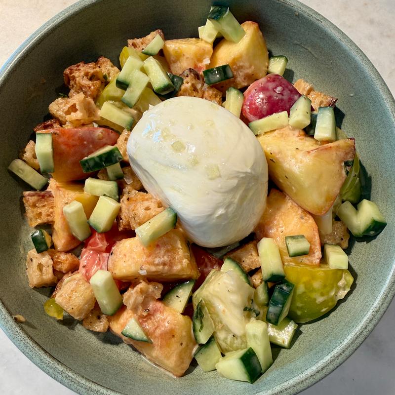 menu item 22 of 76, Peach Panzanella
