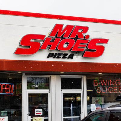 Exterior with signage.