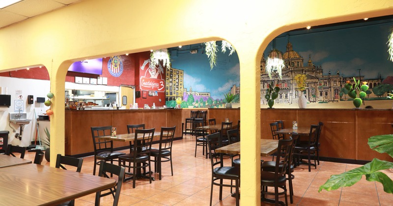 Interior,  seating area with an ordering counter in the back