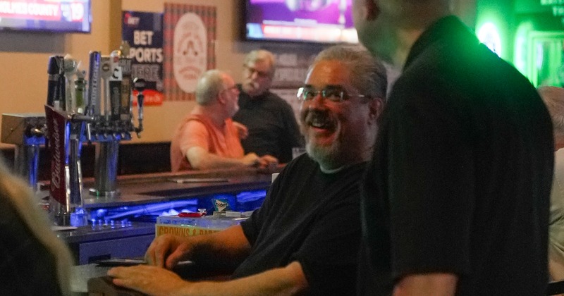 Bar, people, screens