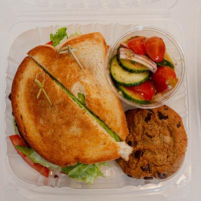 Chicken Greek Salad top view.