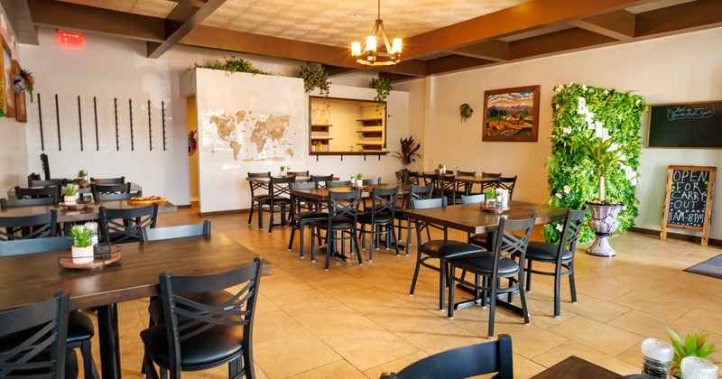 Interior, dining area wide view