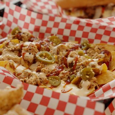 Loaded Pork Nachos.