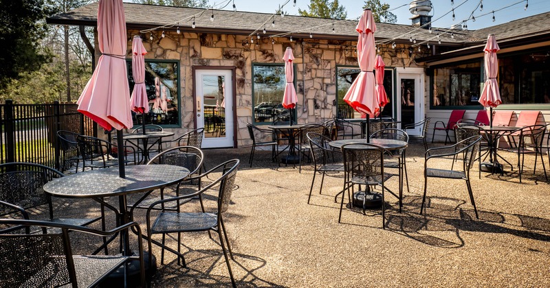 Exterior, chairs, tables and parasols