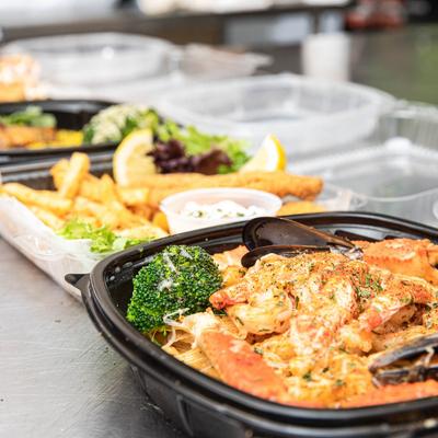 New Orleans Style Pasta with shrimp, salmon, and broccoli.