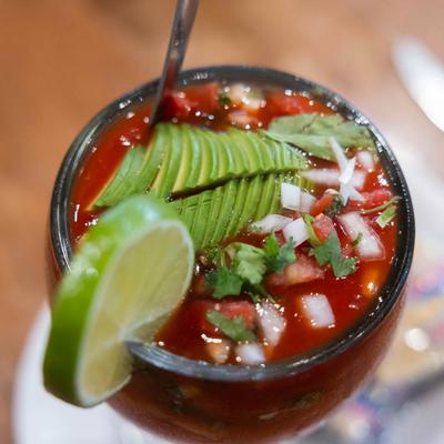 Shrimp Cocktail, closeup.