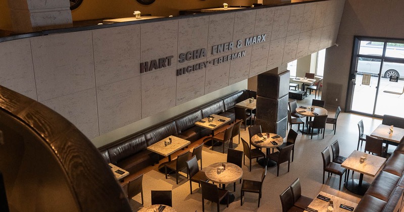 View of a dining area on the ground floor from upstairs