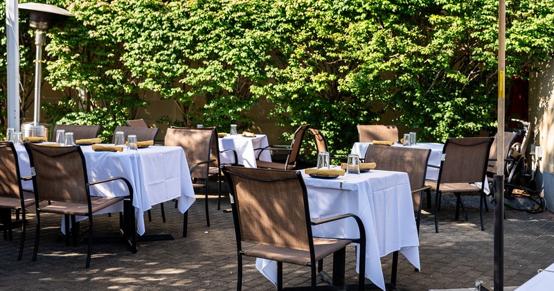 Patio with dining set tables
