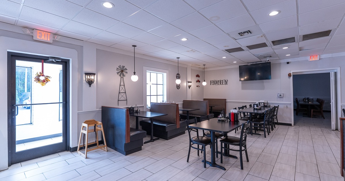 Interior of a spacious and cozy dining area