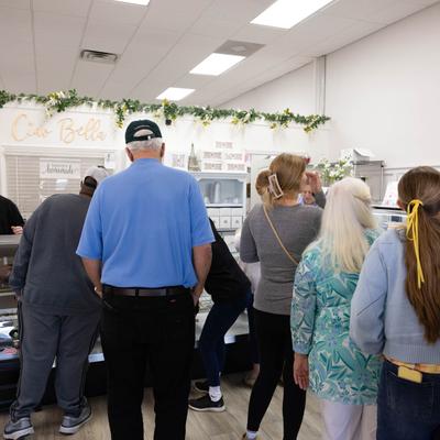 Customers waiting in line.