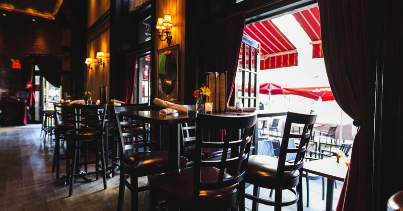 Interior, decorated tables and seats