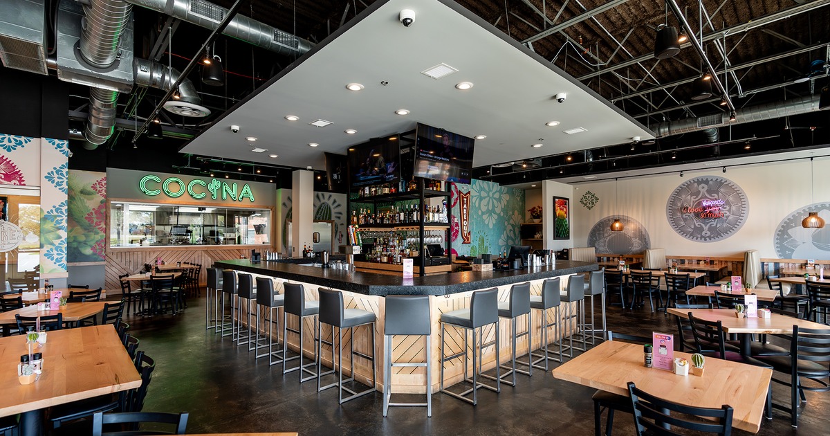 Modern style of interior design, seating area and bar area