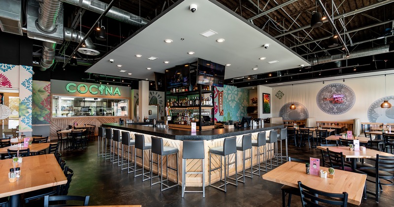 Modern style of interior design, seating area and bar area