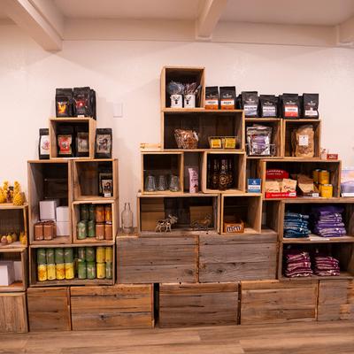 Various items on the shelf.