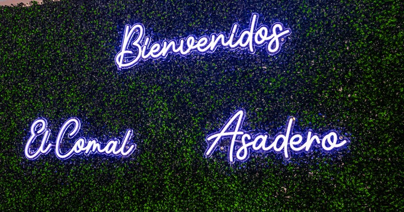 Interior, green wall with light sign, close up