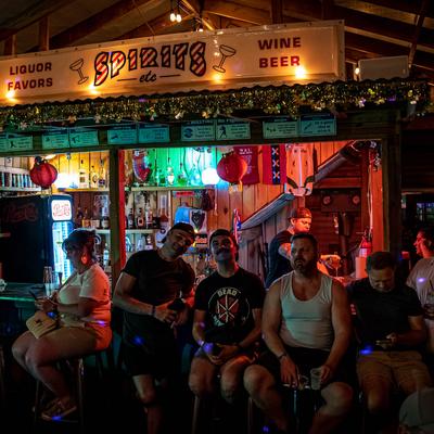 Interior, bar staff and guests