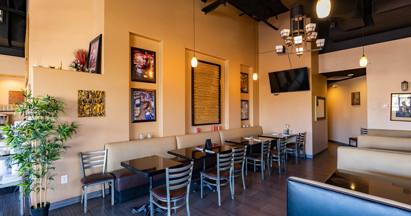 Interior, tables lined up