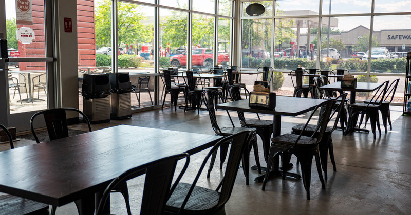 restaurant interior, tables and chairs