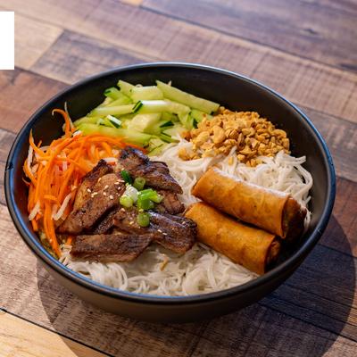 Egg Rolls and Grilled Pork Vermicelli bowl.