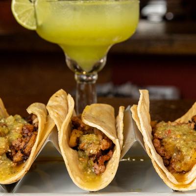 Pork tacos and a Margarita.