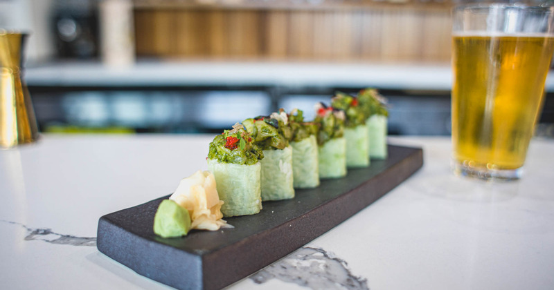 Sushi lined up