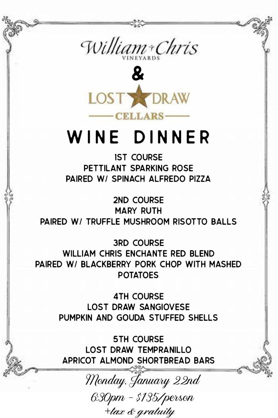 Lost Draw/ William Chris Wine Dinner event photo