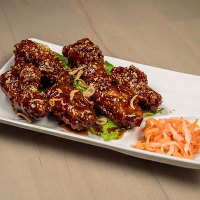 Mild hot honey chicken wings.