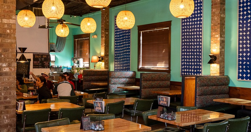 Cozy interior dining area with guests