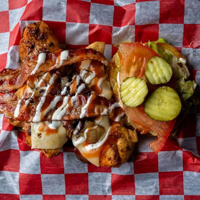 Grilled chicken breast, served.