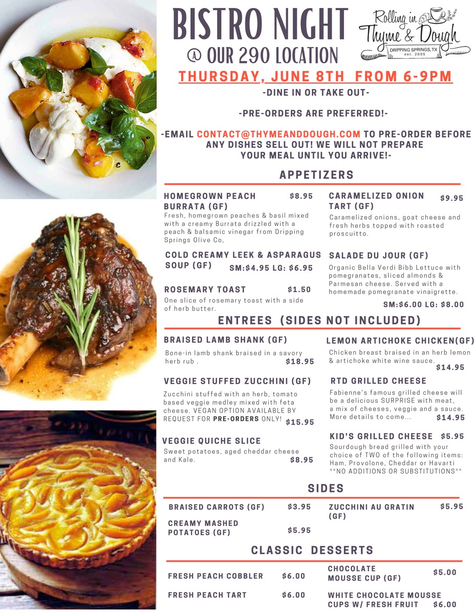Rolling in Thyme & Dough Bistro Night