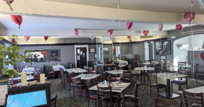 Iterior of the restaurant decorated for a party