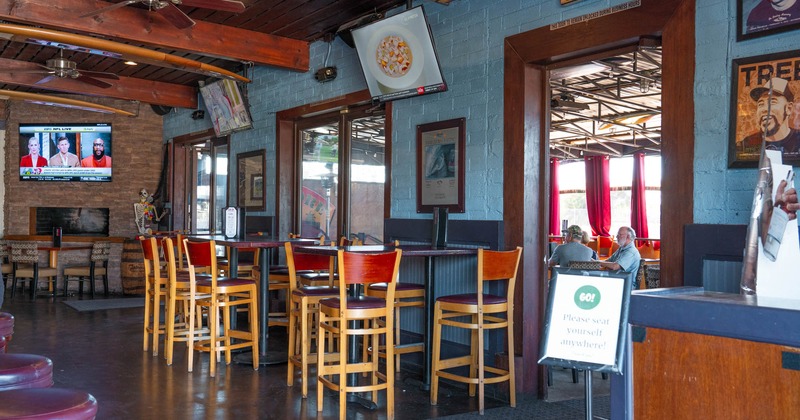 Interior, tall tables and bar stools