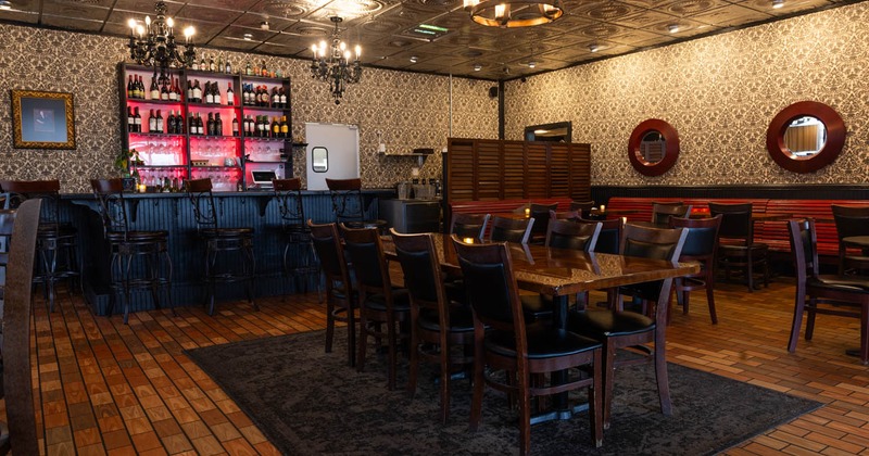 Interior, long table for multiple people