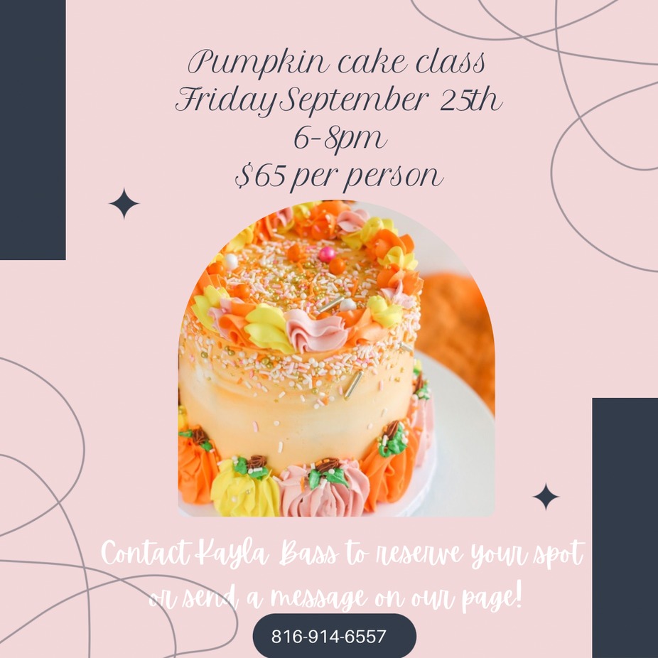 Friday September 25th pink pumpkin cake class event photo