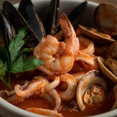 Seafood Soup, closeup