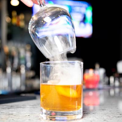 Smoked Old Fashioned cocktail.