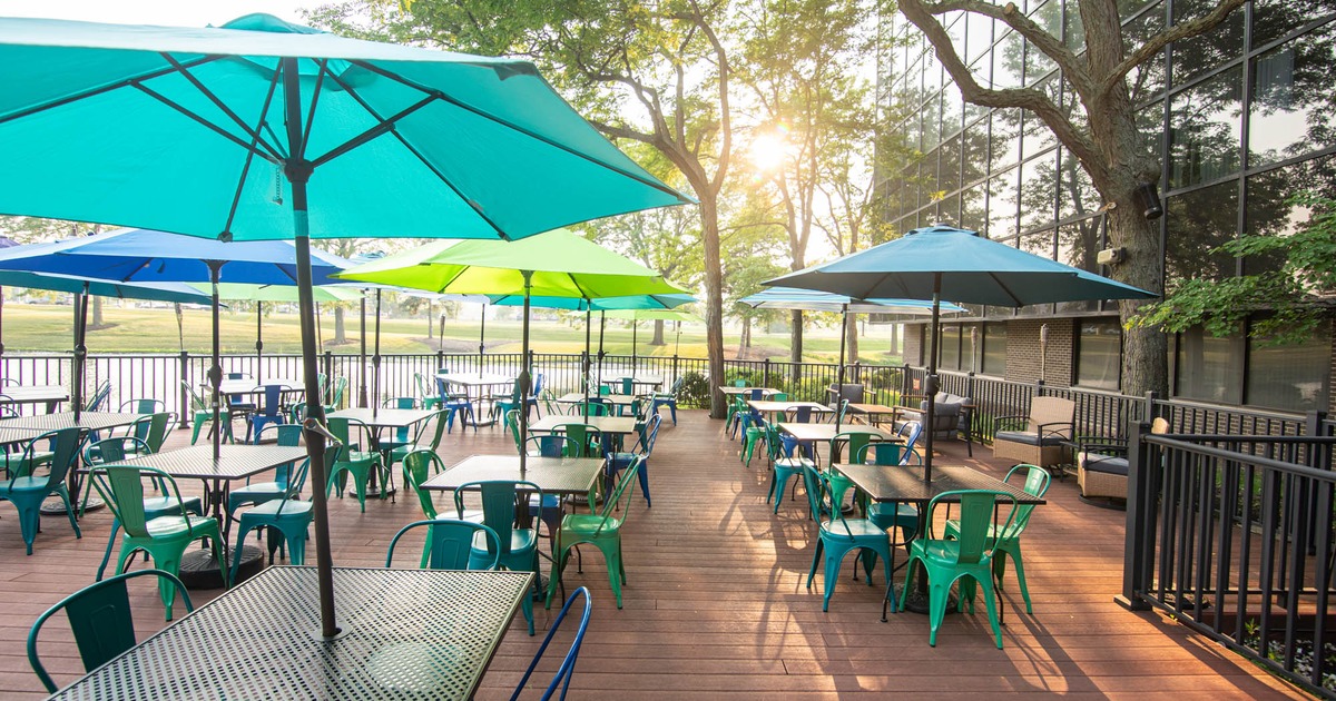 Exterior, chairs, tables and parasols